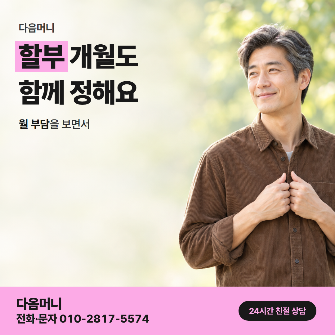 다음머니 농협카드카드깡 개월 나눔 안내